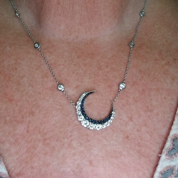 OOAK 14K DIAMOND/SAPPHIRE NECKLACE - Picture 8 of 9